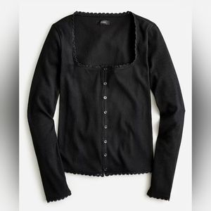 J. Crew Scoop-Neck Lace-Lined Henley - Medium